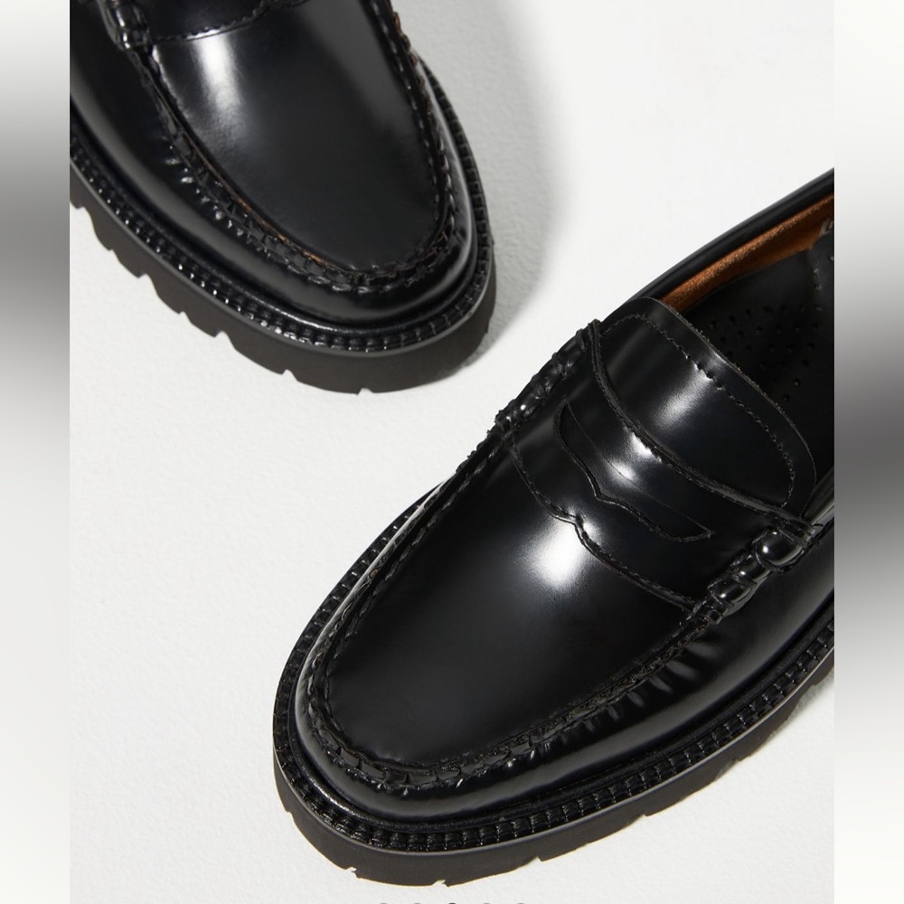 ANTHROPOLOGIE G.H. Bass WEEJUNS Whitney Super Loafer Black Leather Loafers - Picture 3 of 10
